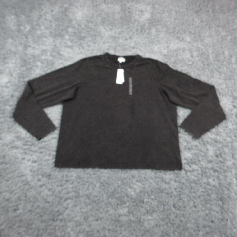 BKE Shirt Womens XL Black Cotton Spandex Crew Neck Long Sleeve Relaxed NWT